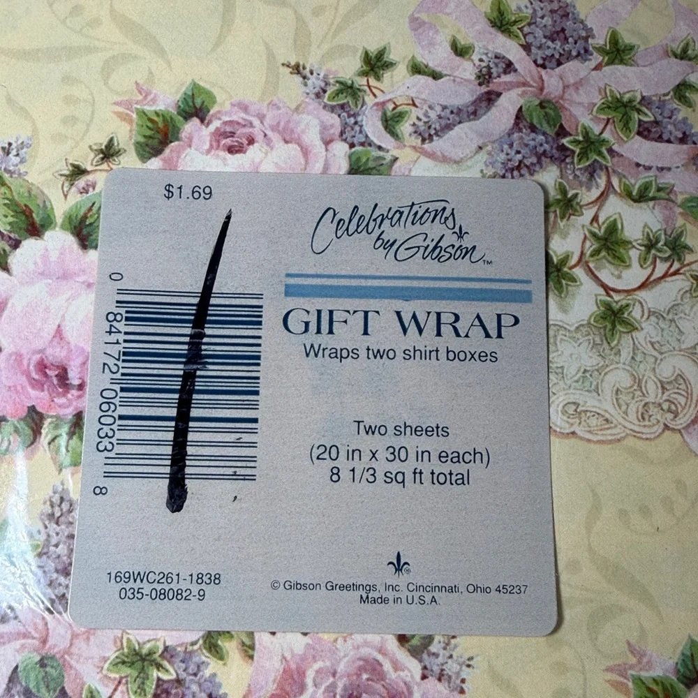 5/$25 VINTAGE Wrapping Paper Floral Wedding Bells